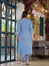 Women Plus Size Blue Pure Cotton Kurta Set With Dupatta